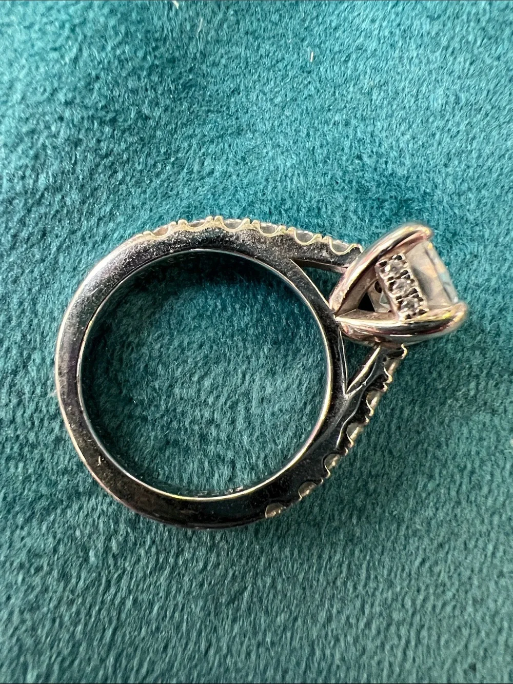Rectangular Solitaire moissanite Pavé Engagement Ring size 5 SOLID